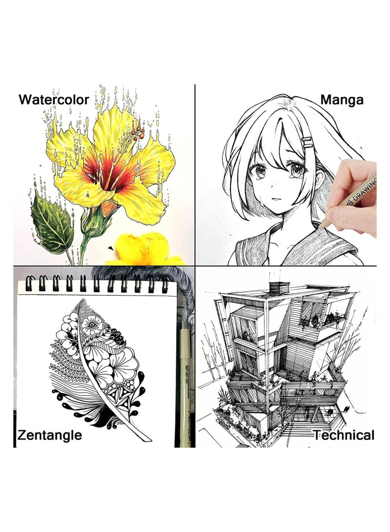 Leto 12 Black Drawing Pens, Liquid Fineliner Pens, Art Pens Set, Waterproof Pens, Quick Drying Micro Fine Point Drawing Pens for Artist,Manga Pens,for Sketching,Technical Drawing - Image 5