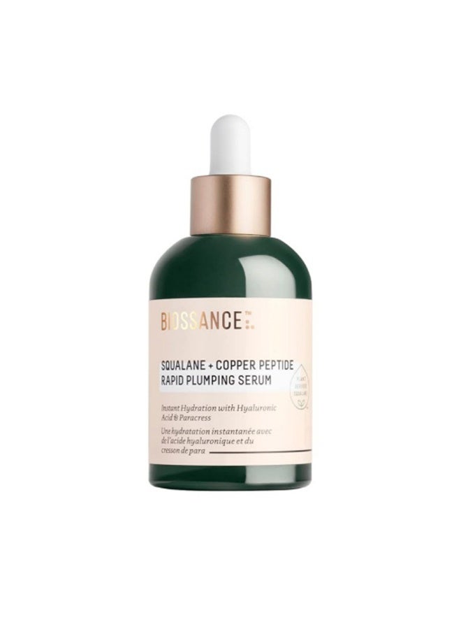 BIOSSANCE Squalane + Copper Peptide Rapid Plumping Serum-Powerfully Hydrating Face Serum that Instantly Plumps and Firms with Collagen Boosting Copper Peptides 50ML - Image 1