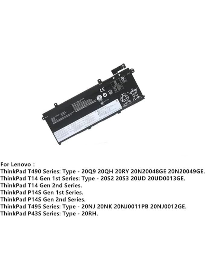 Battery Compatible for Lenovo, ThinkPad T490 T495 P43S T14 P14s Gen 1st 2nd Series L18M3P74 L18M3P73 L18L3P73 L18M4P73 L18M4P74 L18C3P71 - Image 4