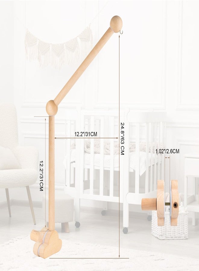 YSSPPOY Crib Mobile Arm with Rotating Music Box, Wooden Mobile Holder for Crib, 23 Inch Baby Mobile Arm for Infant Bedroom Hanging - Image 3