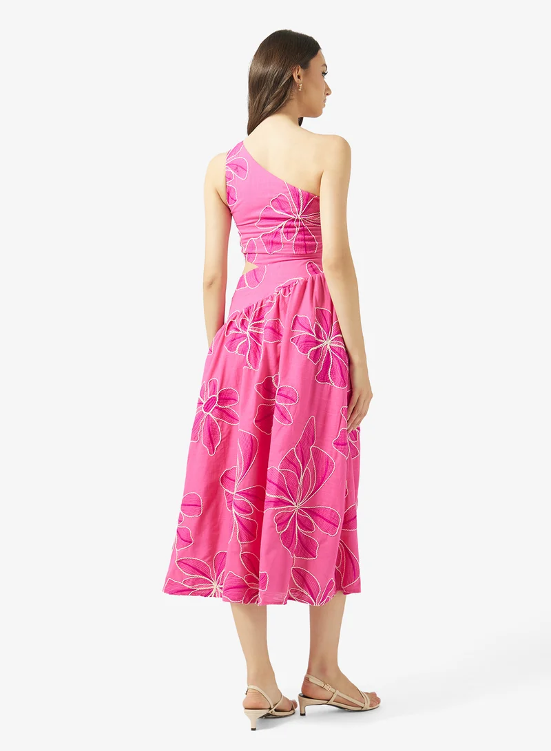 Style Cheat One Shoulder Scallop Trim Dress