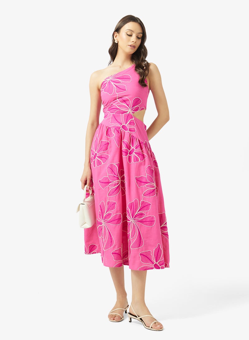Style Cheat One Shoulder Scallop Trim Dress - Image 4
