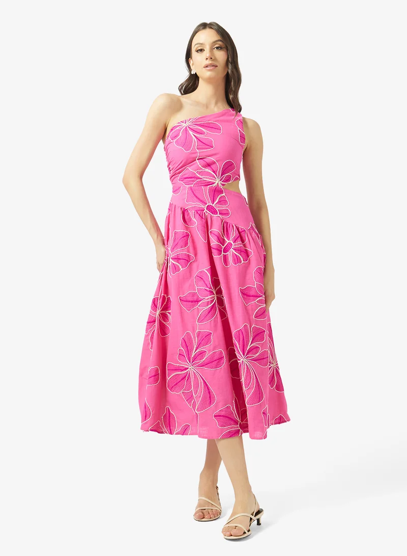 Style Cheat One Shoulder Scallop Trim Dress