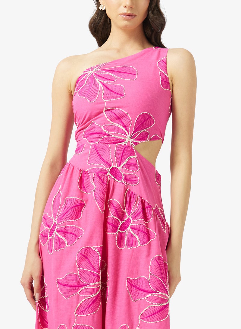 Style Cheat One Shoulder Scallop Trim Dress - Image 3