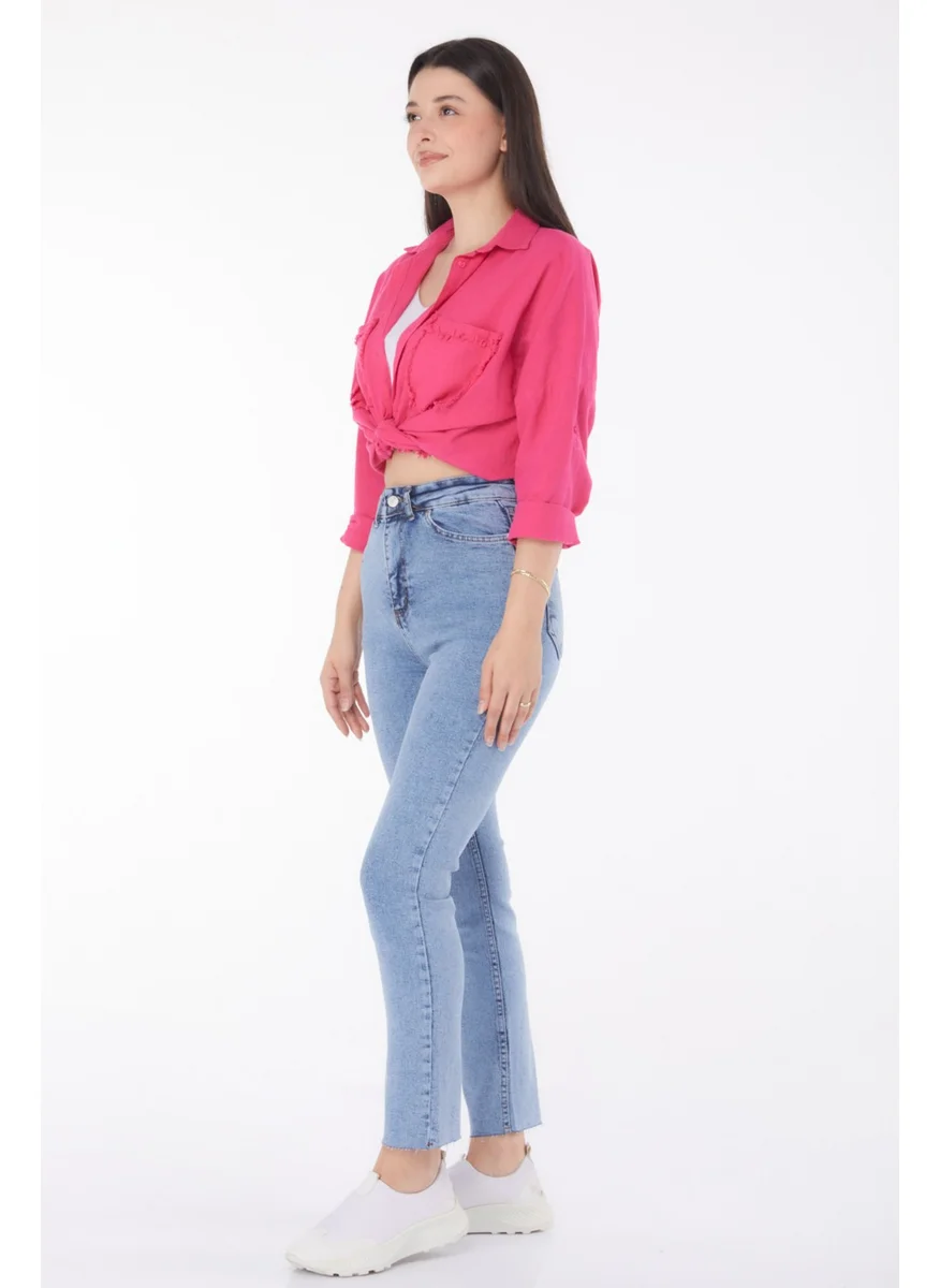 Tofisa Plain Mid Women's Blue Jeans - 25742