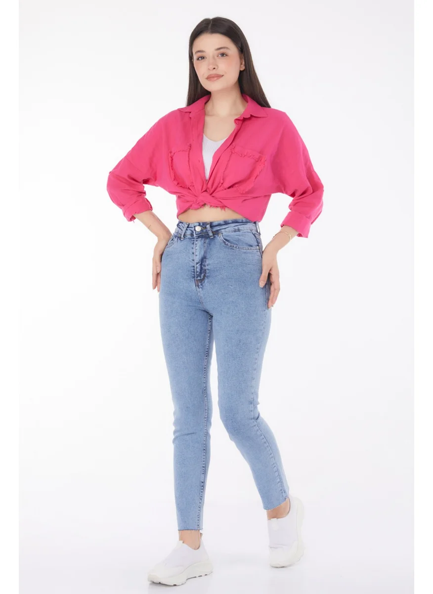 Tofisa Plain Mid Women's Blue Jeans - 25742