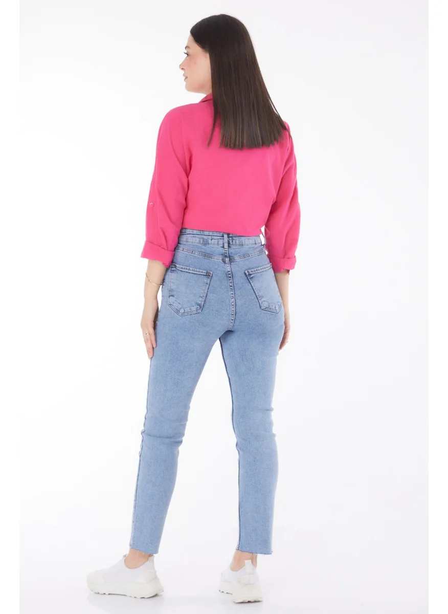 Tofisa Plain Mid Women's Blue Jeans - 25742