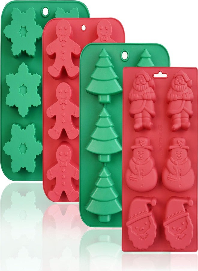 HKNMTT Christmas Silicone Soap Molds, 4 PCS Large Size Xmas Soap Cake Mold Set, 3D Tree Snowflake Gingerbread Santa Snowman Moulds for Home DIY Gifts Candles Chocolate Ice Cube Bath Bombs Jelly - Image 1