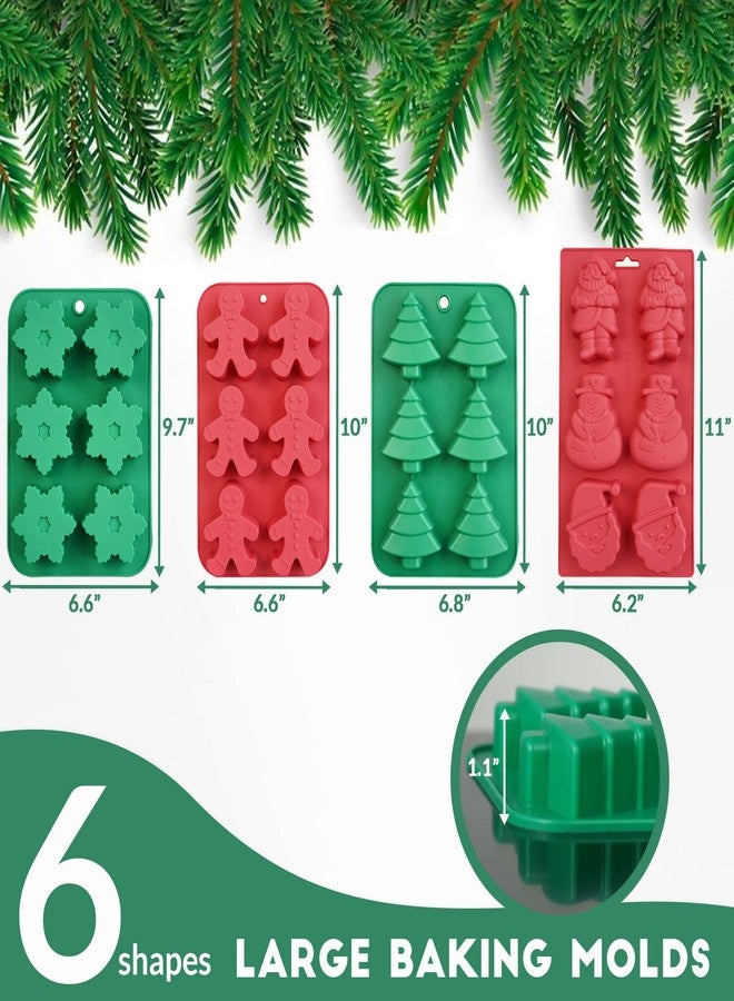 HKNMTT Christmas Silicone Soap Molds, 4 PCS Large Size Xmas Soap Cake Mold Set, 3D Tree Snowflake Gingerbread Santa Snowman Moulds for Home DIY Gifts Candles Chocolate Ice Cube Bath Bombs Jelly - Image 4