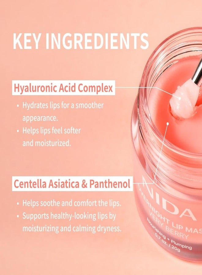 NIDA Overnight Lip Mask - Very Berry | Intense Hydration & Plumping Sleeping Mask for Dry, Chapped Lips | 0.7 oz., 20g - Image 5