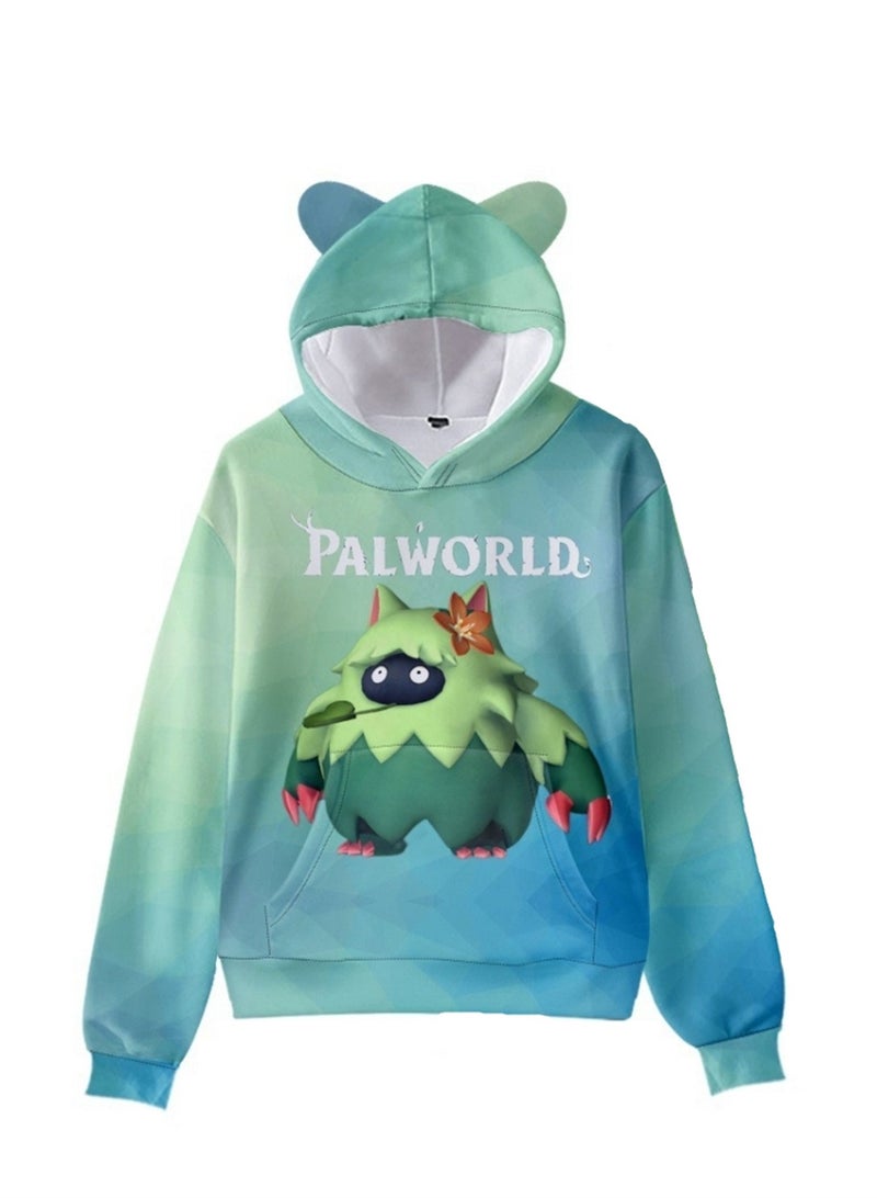 Palworld Phantom Beast Pallu 3D Digital Printing Cat Ears Hooded Sweatshirt - Image 1