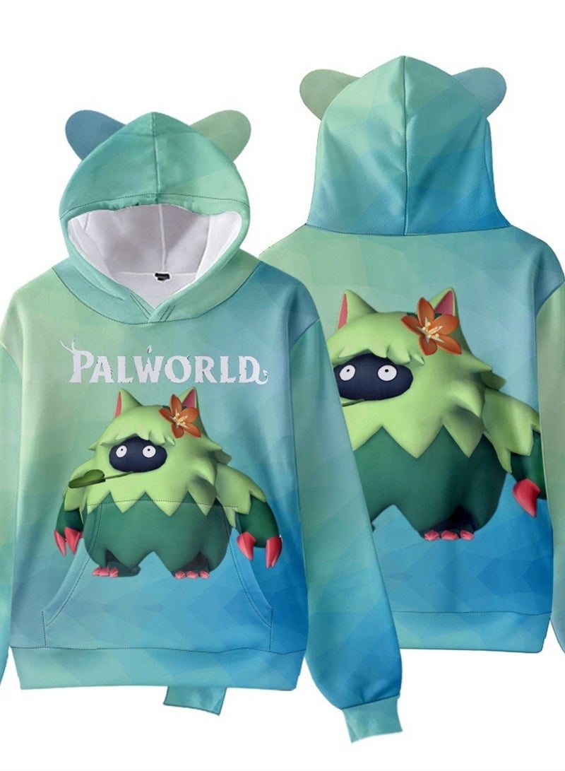 Palworld Phantom Beast Pallu 3D Digital Printing Cat Ears Hooded Sweatshirt - Image 4