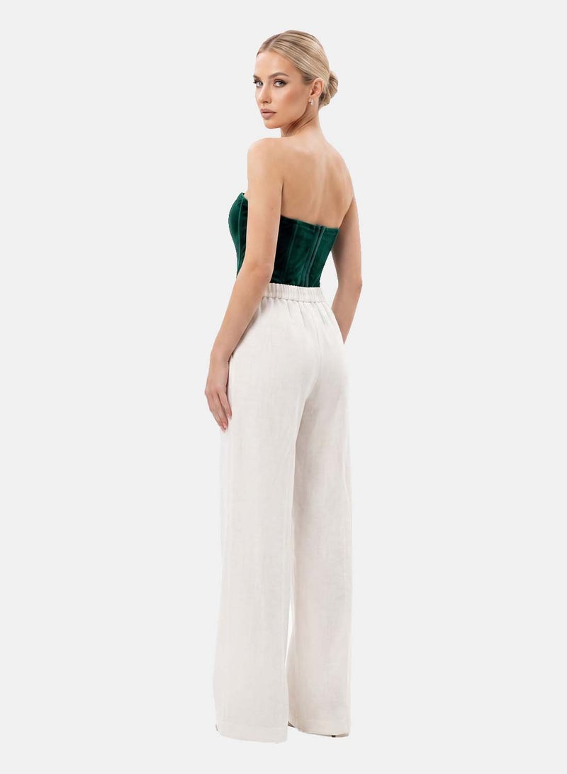 FOREVER 21 High-Waisted Wide-Leg Textured Trousers, Relaxed Fit - Image 2