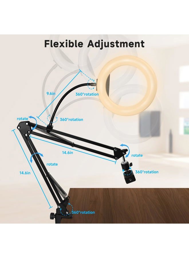 MagLoop 8" RGB Ring Light with Overhead Camera Mount Overhead Phone Mount with RGB Fill Light for Articulating Arm Phone Mount for YouTube Live Stream Cooking Nail Video Recording - Image 5