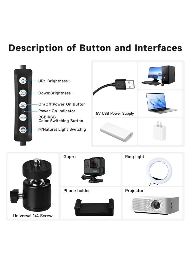 MagLoop 8" RGB Ring Light with Overhead Camera Mount Overhead Phone Mount with RGB Fill Light for Articulating Arm Phone Mount for YouTube Live Stream Cooking Nail Video Recording - Image 4