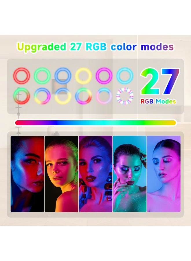 MagLoop 8" RGB Ring Light with Overhead Camera Mount Overhead Phone Mount with RGB Fill Light for Articulating Arm Phone Mount for YouTube Live Stream Cooking Nail Video Recording - Image 3