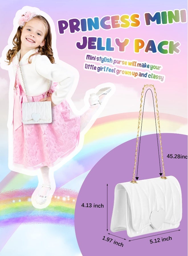 Set of 3 Heart Mini Purses for Kids, Crossbody Toddler Shoulder Bags with Chain Strap, Small Jelly Bags in 3 Colors - Image 3