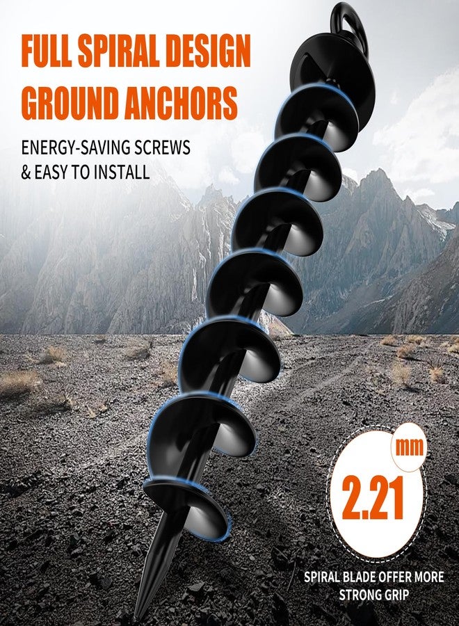 Phopich Ground Anchors Screw in, 8 Pack Spiral Trampoline Anchors with Nut and Tool Swing Set Anchors Tent Stakes High Wind Heavy Duty for Sheds, Carports, Mobile Home Black - Image 2
