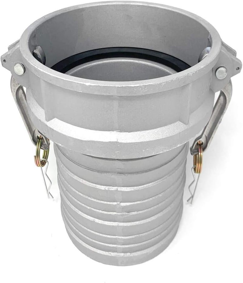 Gloxco Aluminum Type C Cam and Groove Hose Fitting, 6" Female Camlock x 6" Hose Shank (CAM-60-C-AL) - Image 1