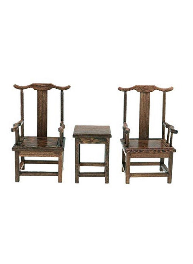 EatingBiting 1:6 Dollhouse Miniature Handcraft Furniture Retro Wood End Table Armchairs 3Pc Home Mini Furniture Model Display Decor Great Handcrafts Collections - Image 5