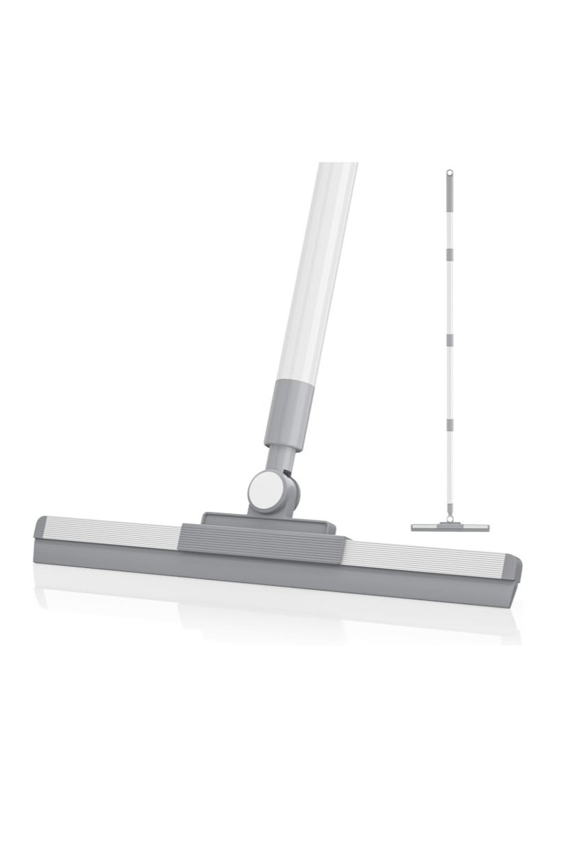 Floor Squeegee with 180° Rotating Head, Squeegee for Floor with 52'' Long Handle, Squeegee Broom, Squeegee for Window Cleaning, Bathroom Tile, Garage Concrete, Deck, Shower Glass (White)