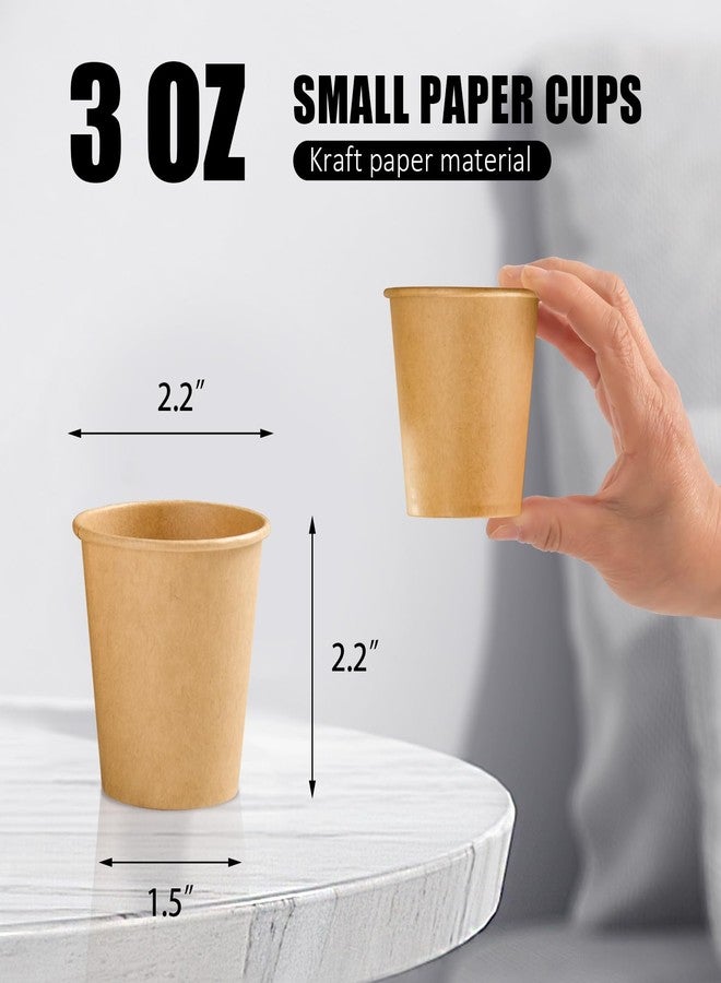 Clawsoff 300 Pack 3 oz Paper Cups, Disposable Kraft Small Bathroom Cups 3 Ounce, Hot/Cold Beverage Cups for Home, Kitchen, Party - Image 2