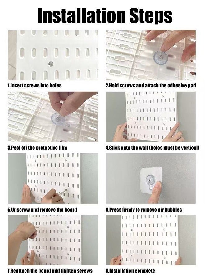 MEDOOSI 4 Pcs White Pegboard Wall Organizer Kit Wall Shelf Storage Display Rack Modular Hanging for Wall Organizer Hanging Pegboard DIY Decoration for Home & Office Wall Organizer for Home Office - Image 5