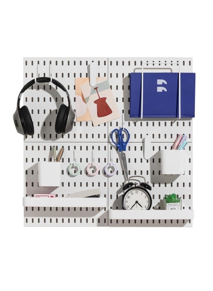 MEDOOSI 4 Pcs White Pegboard Wall Organizer Kit Wall Shelf Storage Display Rack Modular Hanging for Wall Organizer Hanging Pegboard DIY Decoration for Home & Office Wall Organizer for Home Office - Image 1