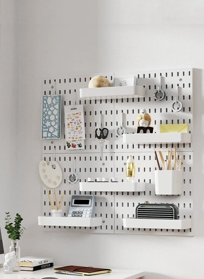 MEDOOSI 4 Pcs White Pegboard Wall Organizer Kit Wall Shelf Storage Display Rack Modular Hanging for Wall Organizer Hanging Pegboard DIY Decoration for Home & Office Wall Organizer for Home Office - Image 3