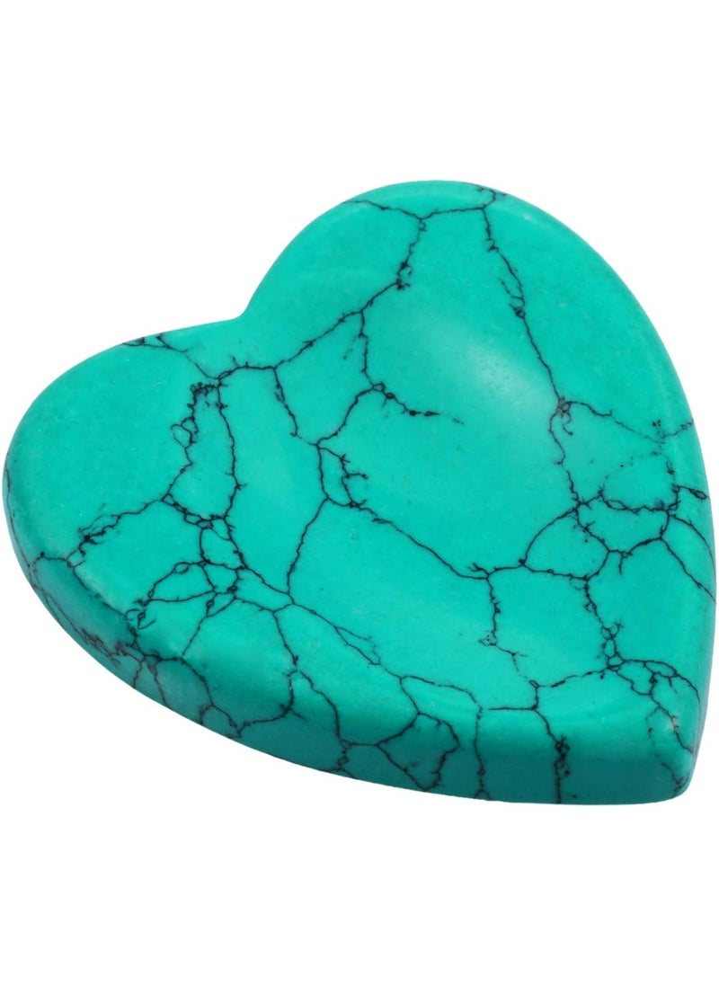 SUNYIK SUNYIK Handcarved Thumb Worry Stone, Polished Palm Pocket Stones Healing Crystals, Heart Shaped, Green Howlite Turquoise 