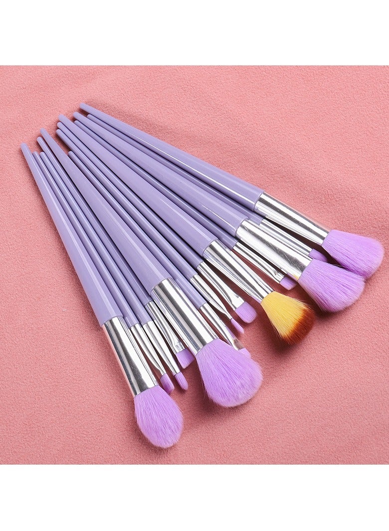 KHAJUL 13-Piece Makeup Brushes Set Foundation Brush Eyeshadow Brush Make up Brushes Set Bright Colors Easy-taken Travel Makeup Brush Set Cloth Bag (Purple) - Image 3