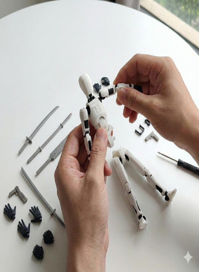 دمية الحركة ثلاثية الأبعاد qwik3D Dummy13 | طقم تجميع روبوت مطبوع بتقنية الطباعة ثلاثية الأبعاد | لعبة قابلة للتحريك بطول 5.4 بوصة | أوضاع ديناميكية | نموذج تجميعي يمكنك تركيبه بنفسك | صنع في الهند (درع أسود) - Image 5