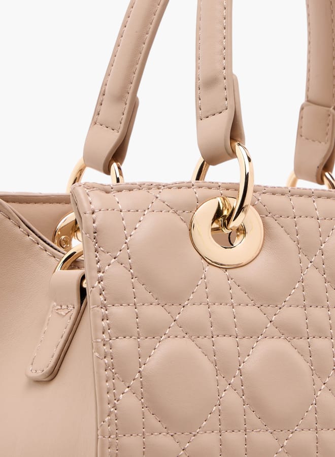 Flora Bella By Shoexpress Women's Quilted Tote Bag with Zip Closure and Double Handles - Image 5