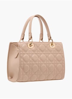 Flora Bella By Shoexpress Women's Quilted Tote Bag with Zip Closure and Double Handles  - Image 3