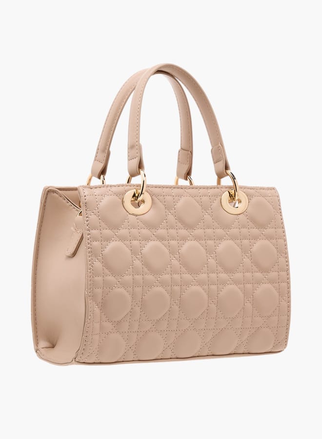 Flora Bella By Shoexpress Women's Quilted Tote Bag with Zip Closure and Double Handles - Image 3