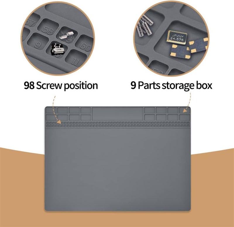 Excefore Heat Resistant Silicone Repair Mat, Electronics Repair Mat, Ideal For Soldering, Electronics, Computer Repair - Image 3