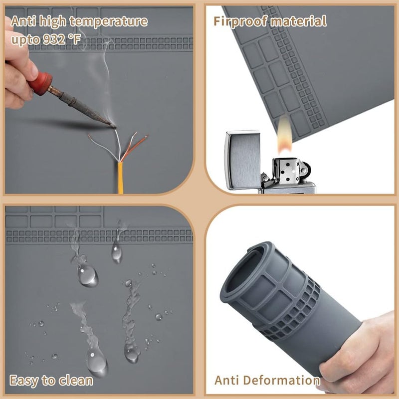 Excefore Heat Resistant Silicone Repair Mat, Electronics Repair Mat, Ideal For Soldering, Electronics, Computer Repair - Image 4