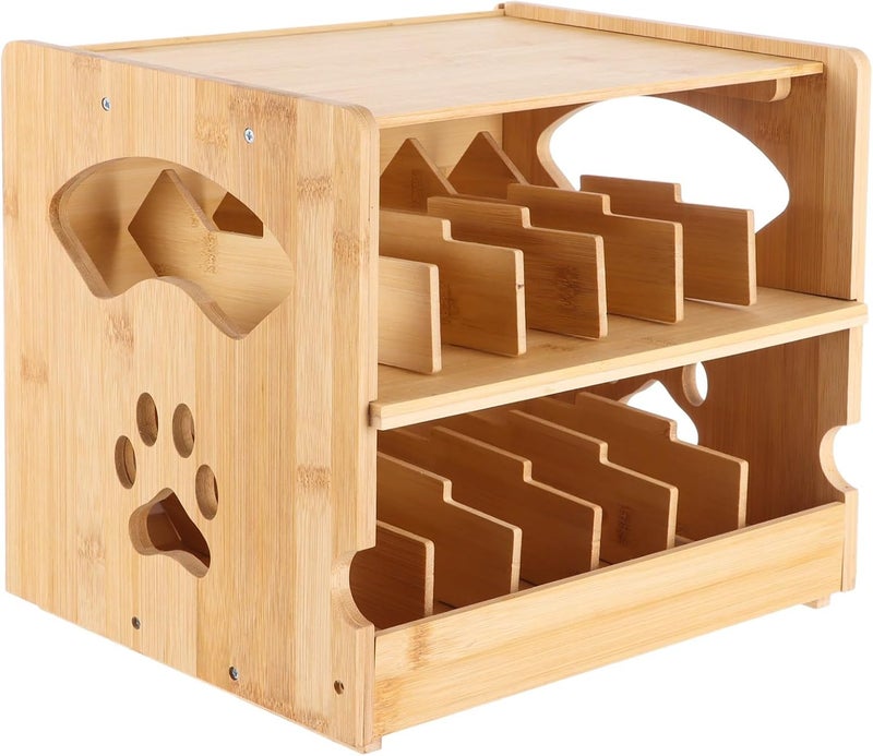 Wooden Cat Food Can Organizer, First-in-First-Out Auto Rotation Storage Rack, Holds 36 Cans (3 oz), Two Tier Pet Food Holder for Countertop, Pantry, Kitchen - Image 3