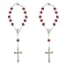 ZIMISI 2PCS Car Rosary for Rearview Mirrors Cross for Car Mirror Hanging Accessories Medal and Cross Rear View Mirror Charm Universal Hanging Ornament Pendant for Women Red - Image 2