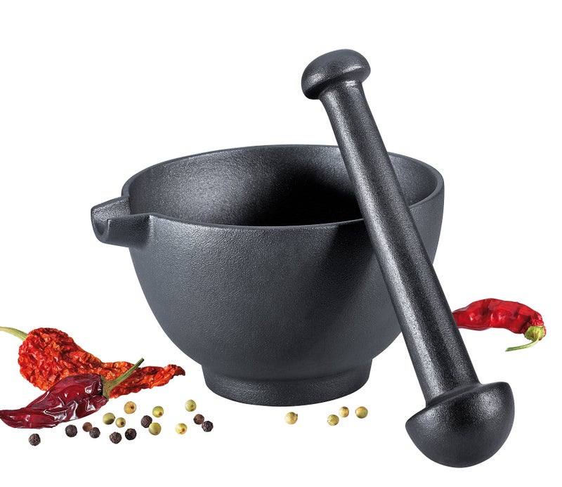 Zassenhaus Cast Iron XL Mortar and Pestle, Grinder for Spices and Seeds