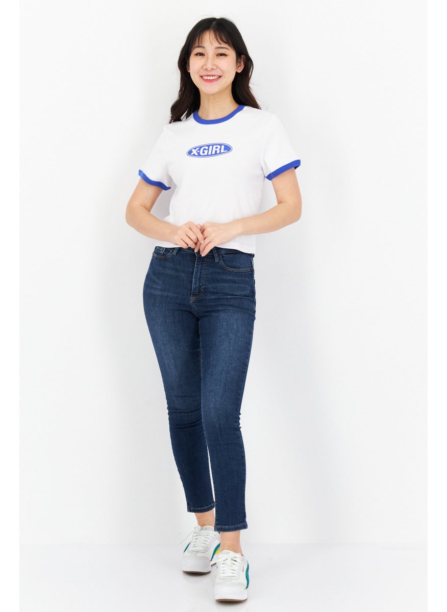 X-Girl Women Brand Logo Short Sleeve T-Shirt, White  - Image 2