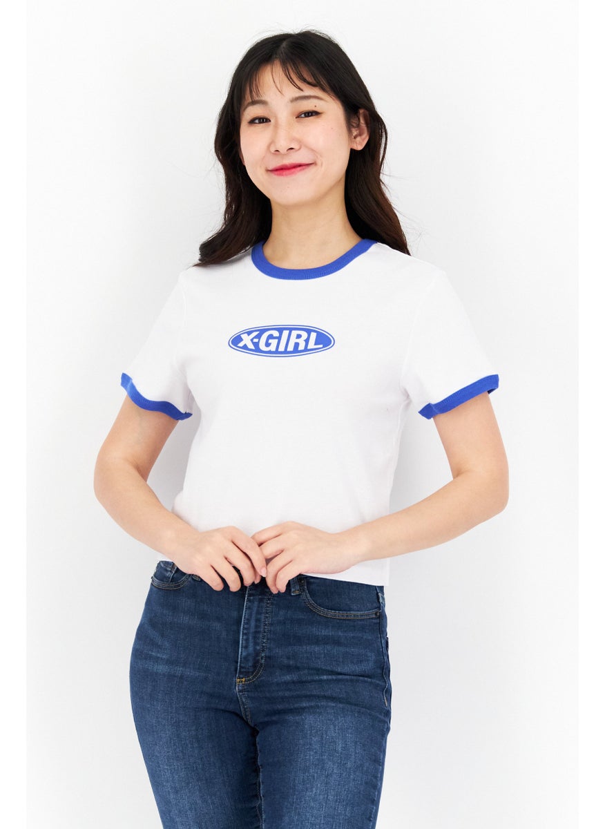 X-Girl Women Brand Logo Short Sleeve T-Shirt, White  - Image 1