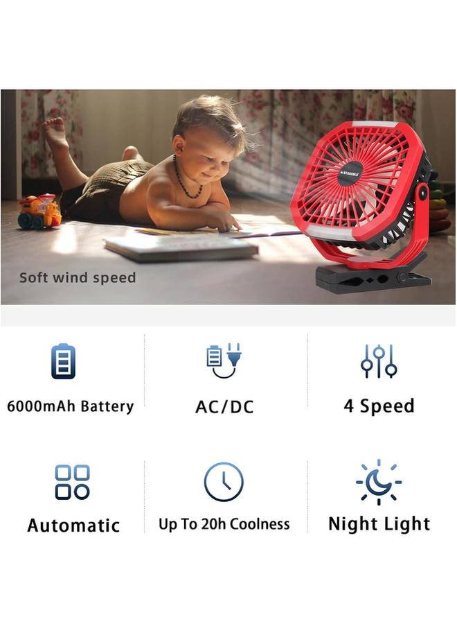 Stargold Stargold  8 Inch Clip-on Office Desk Rechargeable Fan AC/DC, SG-4039 Multicolour  - Image 4