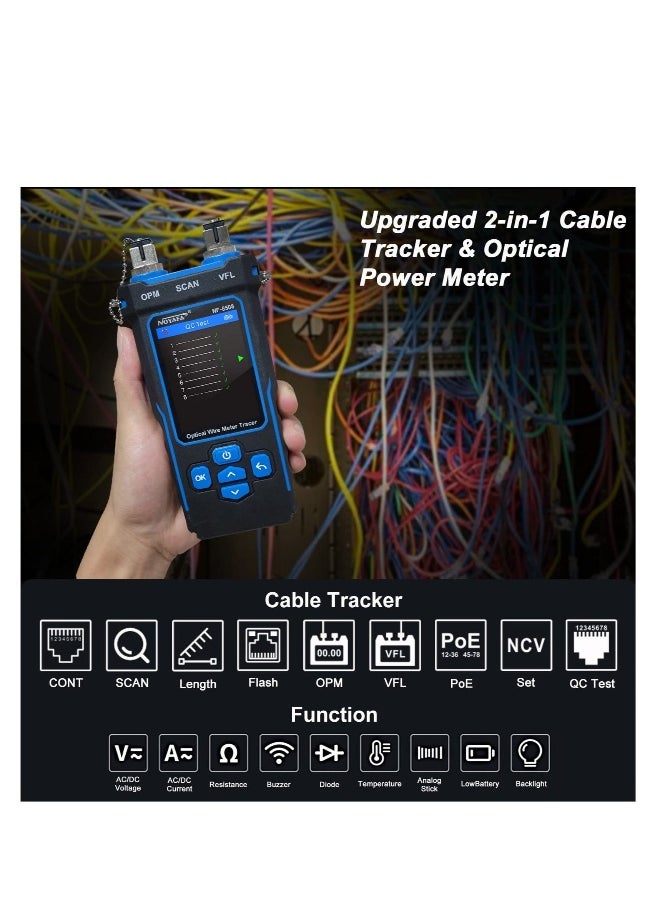 Generic Network Cable Tester and Tracker, Fiber Tester, Network Cable Tester with Optical Power Meter VFL, RJ11 RJ45/PoE Tester/CAT5 CAT6/length Measurement, for Telephone, Ethernet, Video, PoE Tester  - Image 2
