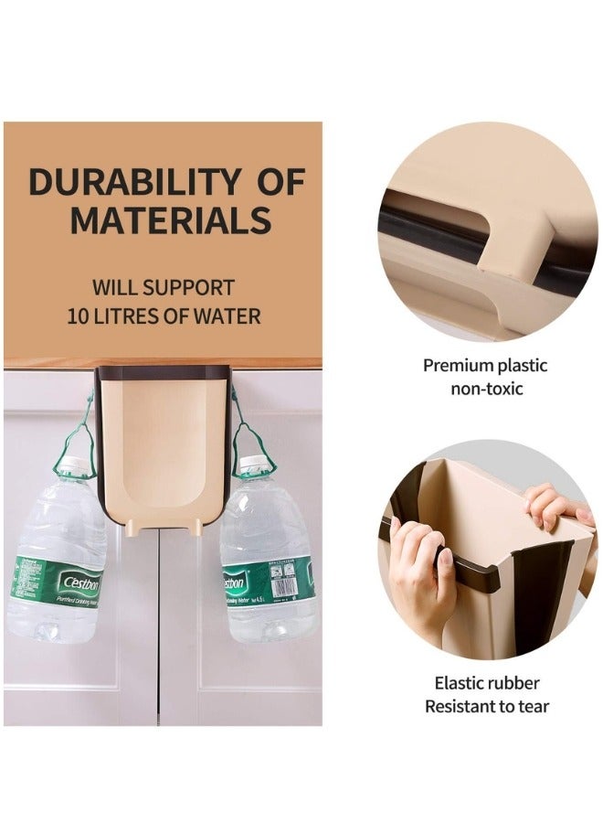 Collapsible Waste Bin for Home Kitchen Cabinet with Hanging Door Ideal for Emptying Vegetable and Fruit Waste Directly from the Worktop 9L Capacity - Brown  - Image 4