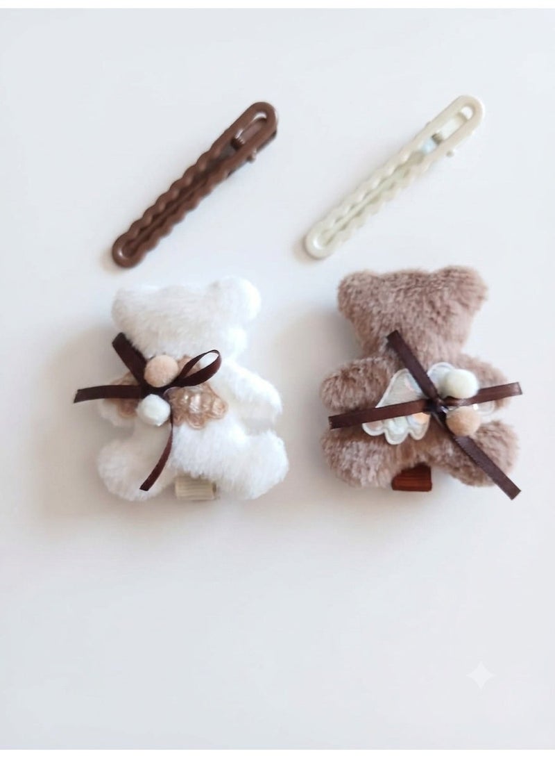 1st Choice First Choice Cute Furry Bear Hair Clips - 2-Pack - Random Colors - Image 1