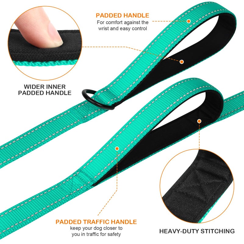 Joytale Dog Leash Heavy Duty for Large Dogs that Pull, Double Handle for Traffic Control, Double-Sided Reflective Leashes for Large Medium Dogs Night Safety, 6FT, Teal - Image 2