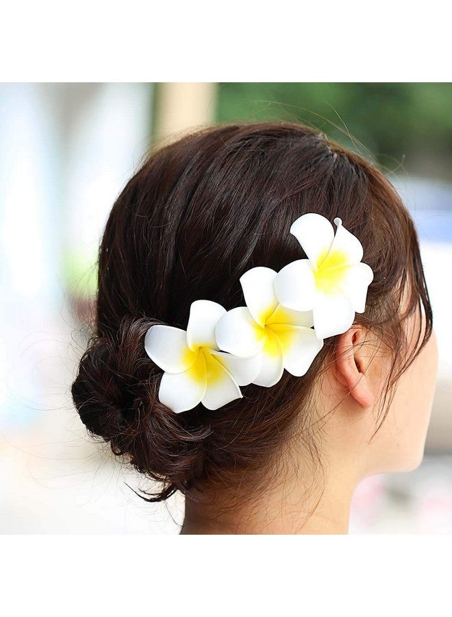 Pursuestar 25Pcs 2.4" Mix Colors Foam Hawaiian Frangipani Artificial Plumeria Flower Hat Hair Clips For Home Bridal Wedding Party Beach Vacation Decoration - Image 4