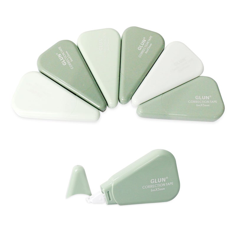GLUN GLUN® White Stripe Correction Tape Pack of 6 (6M Each) White Strip Error Correction Tape 5mm Thickness with Front Cap use in Office, Schools, Project, & Assignment  - Image 1