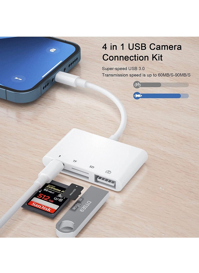 Generic - Lightning to SD Card Reader Adapter for iPhone iPad,Lightning USB Camera Adapter for iPad/iPhone 14/13/12/11/Xs XR X 8/7 Support Most USB Stick Keyboard Hub MIDI - Image 1